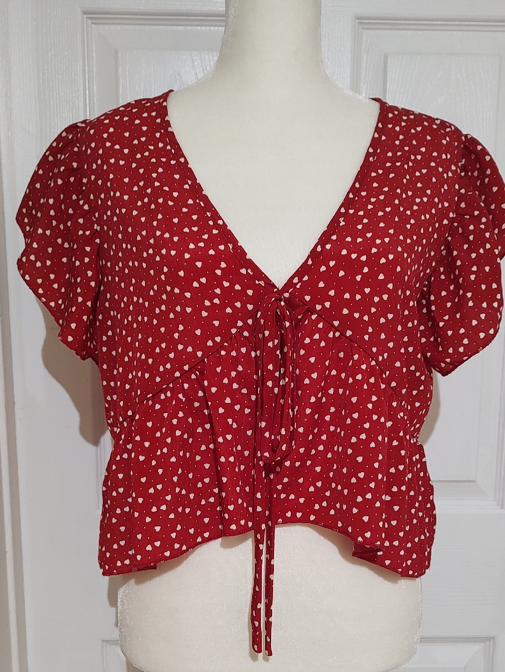 Red Heart Print Top